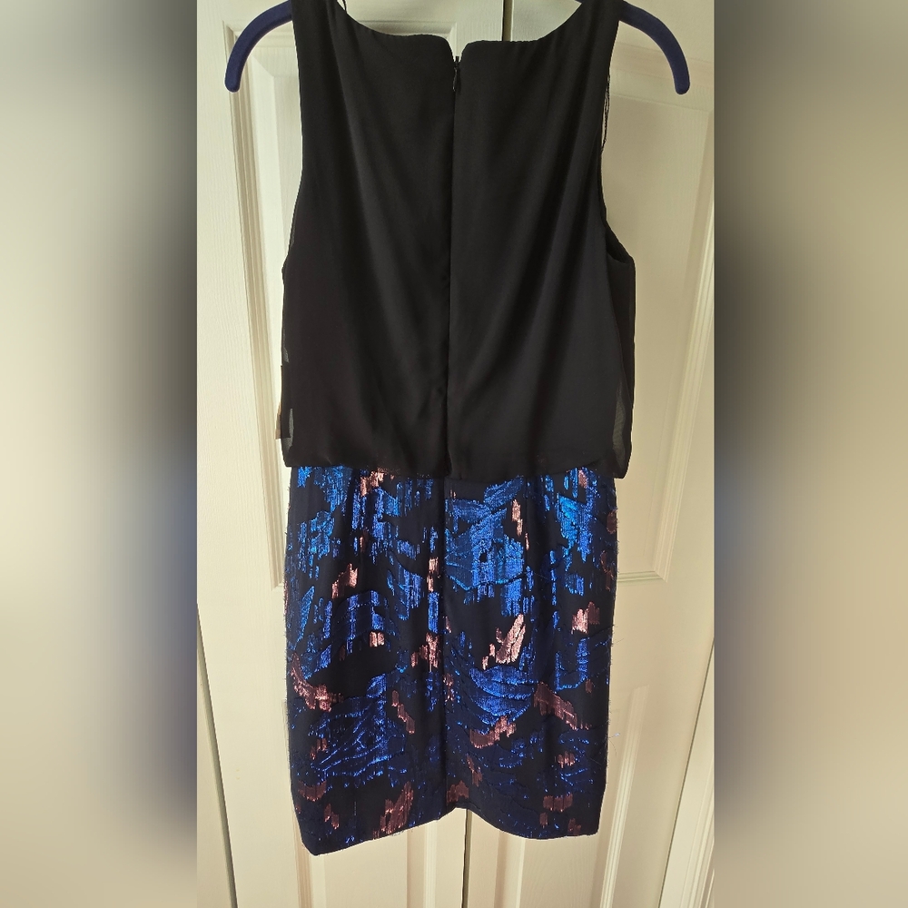 Aidan Mattox Black & Metallic Blue Cocktail Dress NWT - Picture 6 of 7